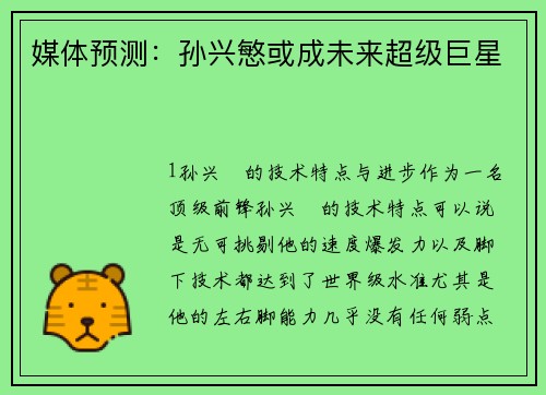 媒体预测：孙兴慜或成未来超级巨星